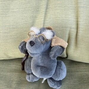 Hallmark Heartline Methuselah Over The Hill‎  Plush Teddy Bear Grey 1989 5"